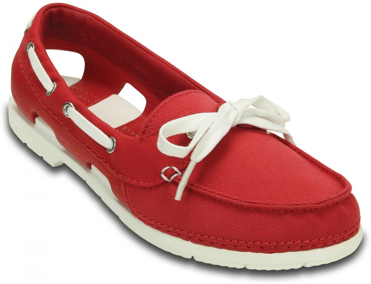 Pantofi Crocs Women\'s Beach Line Hybrid Boat Shoe Rosu - Pepper/White - 1 | YEO