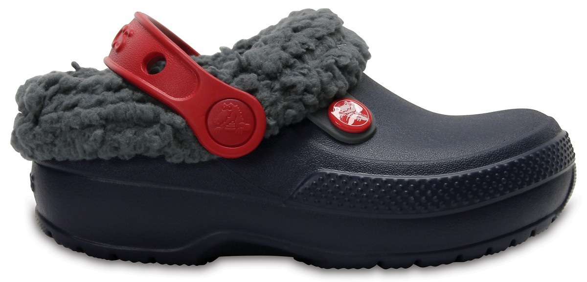 Saboti Crocs Kids\' Classic Blitzen III Lined Clog Albastru - Navy/Slate Grey