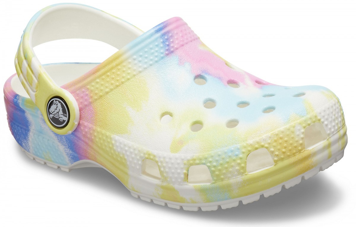 Saboți Crocs Kids\' Classic Tie-Dye Graphic Clog Alb - White/Multi - 1 | YEO