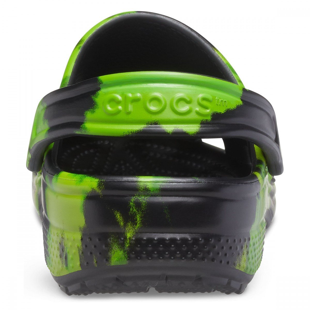 Saboți Crocs Kids\' Classic Tie-Dye Graphic Clog Negru - Black/Lime Punch - 2 | YEO