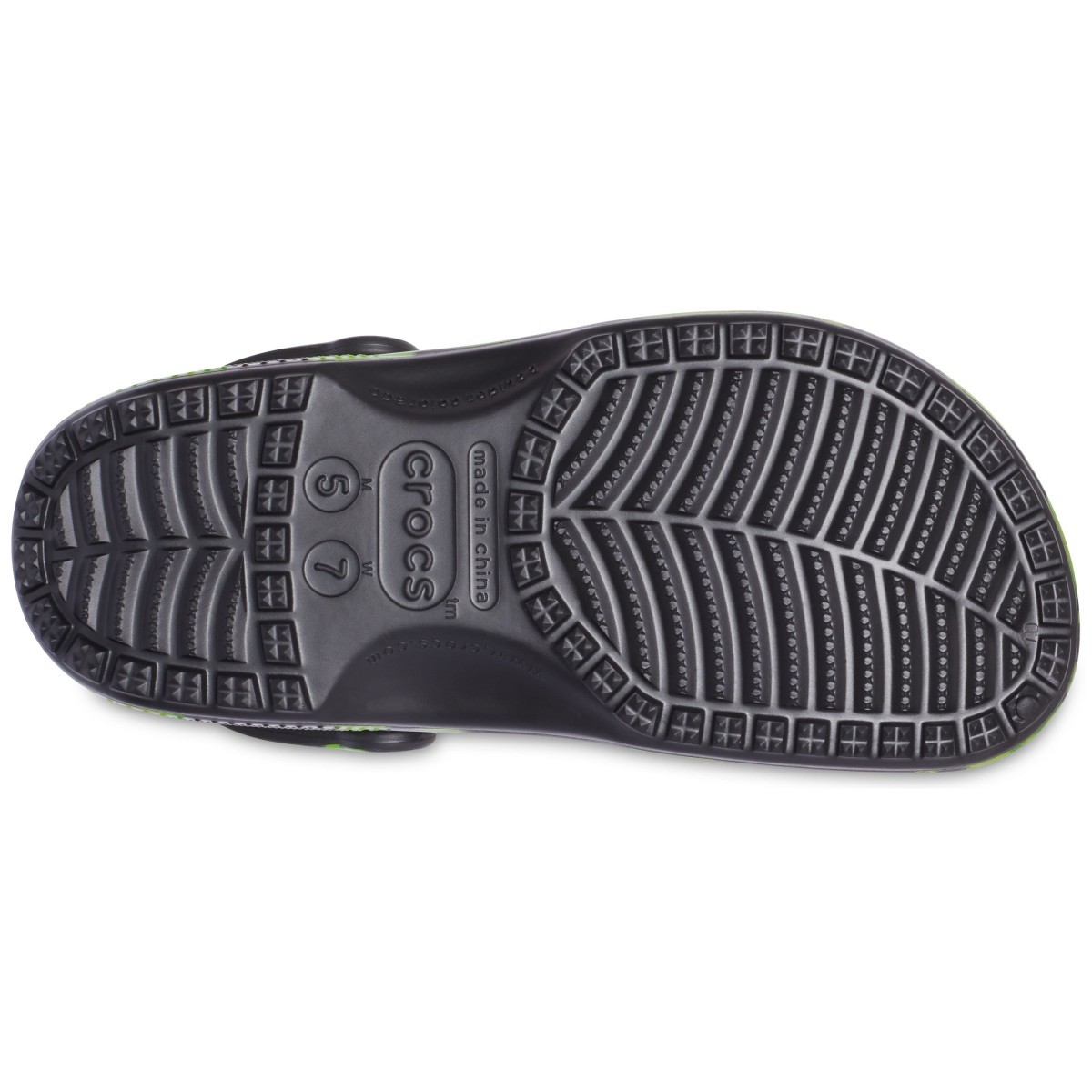Saboți Crocs Kids\' Classic Tie-Dye Graphic Clog Negru - Black/Lime Punch - 3 | YEO
