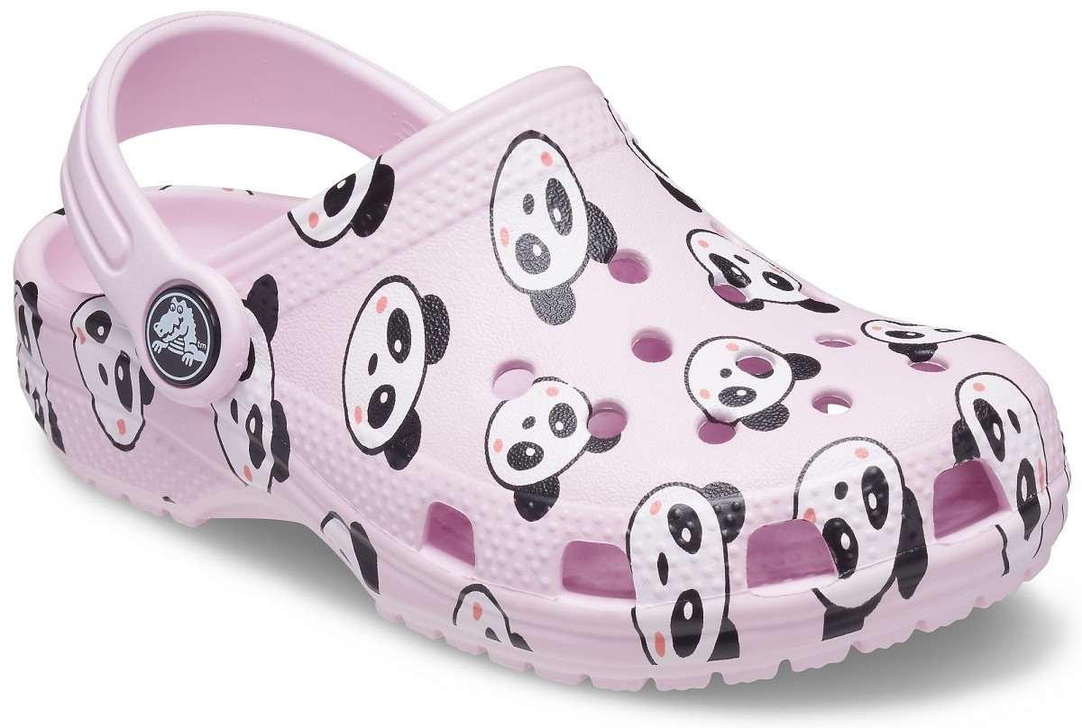 Saboți Crocs Kids\' Classic Panda Print Clog Roz - Ballerina Pink - 1 | YEO