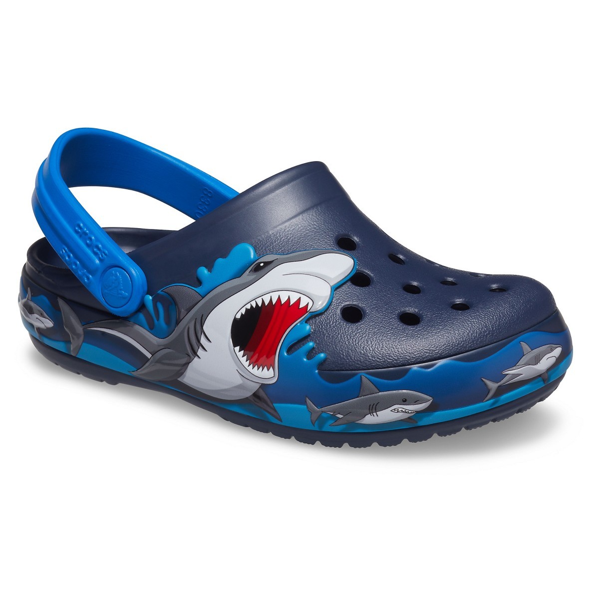 Saboti Crocs Fun Lab Shark Lights Clog Albastru - Navy