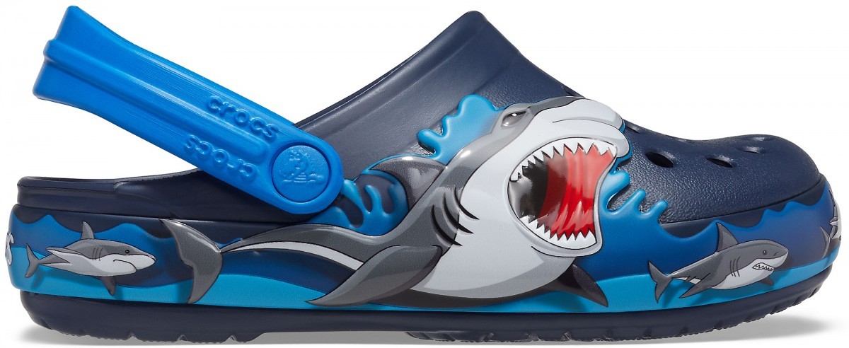 Saboți Crocs Fun Lab Shark Lights Clog Albastru - Navy - 1 | YEO