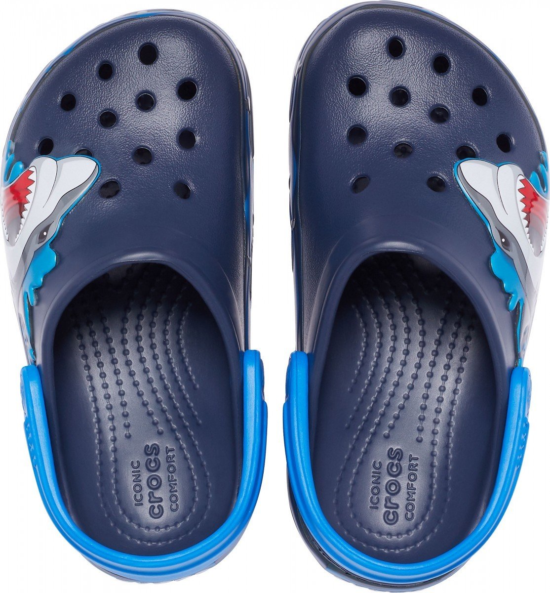 Saboți Crocs Fun Lab Shark Lights Clog Albastru - Navy - 2 | YEO