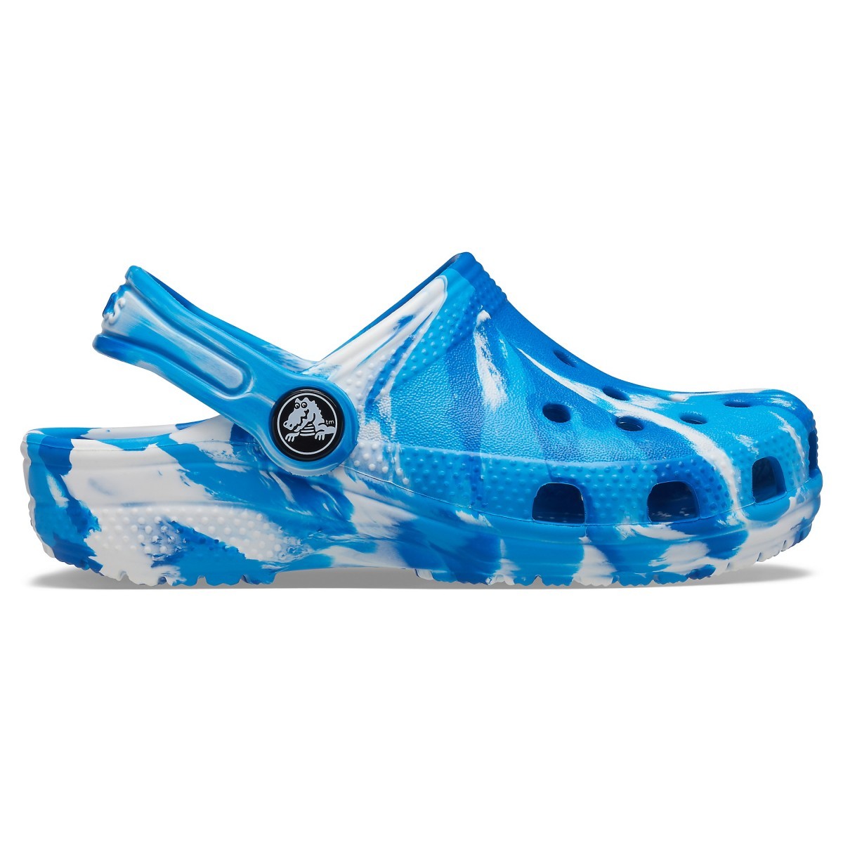 Saboți Crocs Kids\' Classic Marbled Clog Albastru - Bright Cobalt/White
