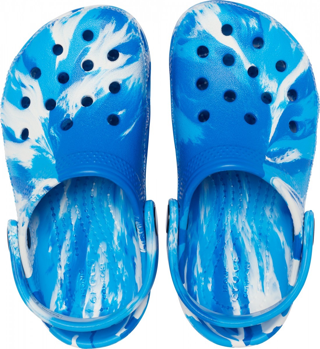 Saboți Crocs Kids\' Classic Marbled Clog Albastru - Bright Cobalt/White - 2 | YEO