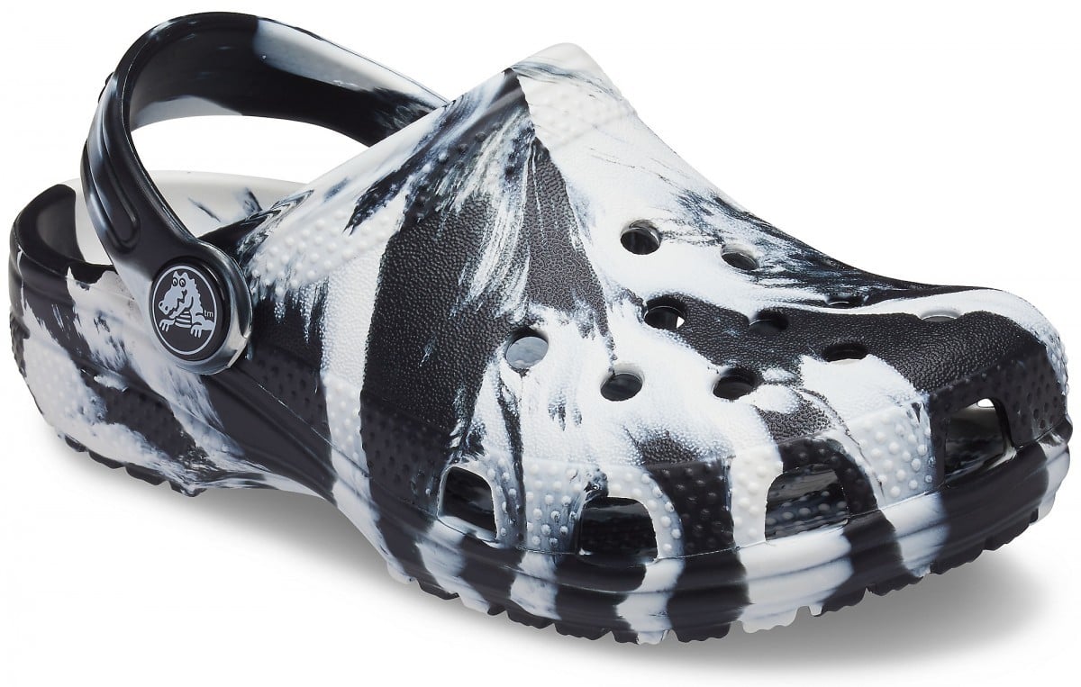 Saboți Crocs Kids\' Classic Marbled Clog Alb - White/Black - 1 | YEO