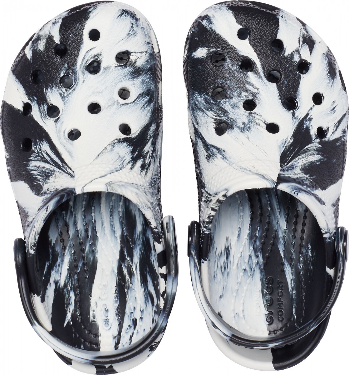 Saboți Crocs Kids\' Classic Marbled Clog Alb - White/Black - 2 | YEO