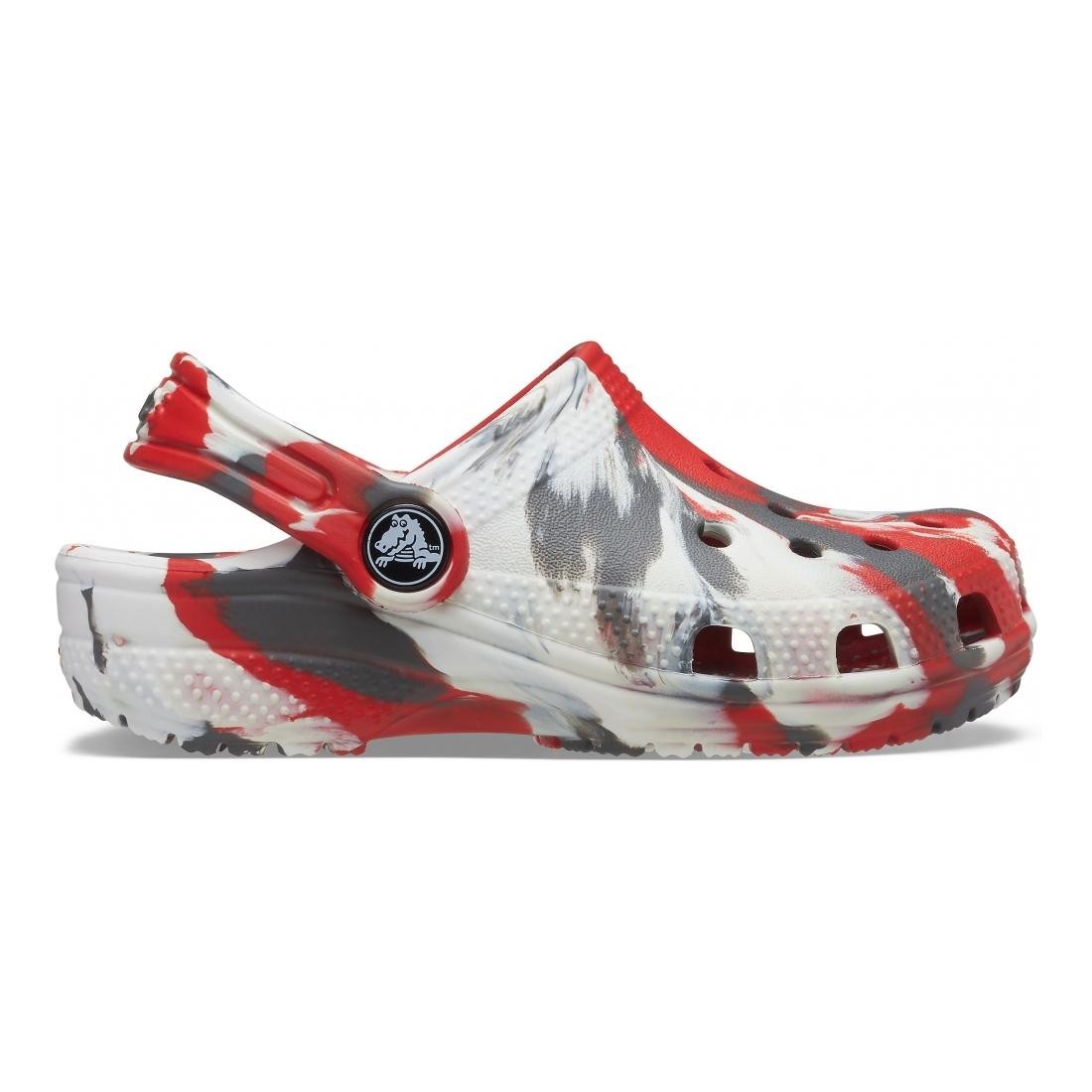 Saboți Crocs Kids\' Classic Marbled Clog Roșu - Flame/White