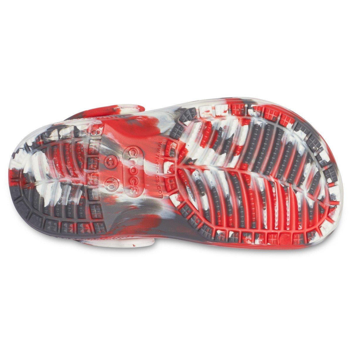 Saboți Crocs Kids\' Classic Marbled Clog Roșu - Flame/White - 2 | YEO