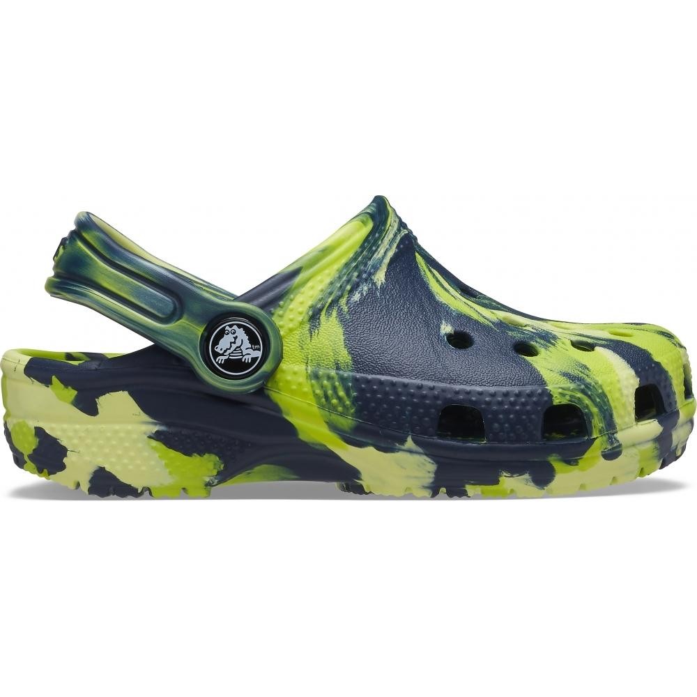 Saboți Crocs Kids\' Classic Marbled Clog Albastru - Navy/Multi