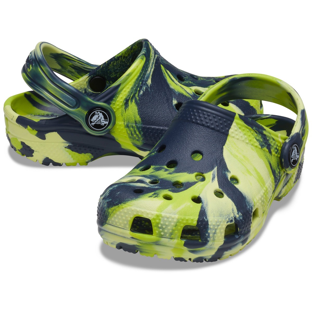 Saboți Crocs Kids\' Classic Marbled Clog Albastru - Navy/Multi - 3 | YEO