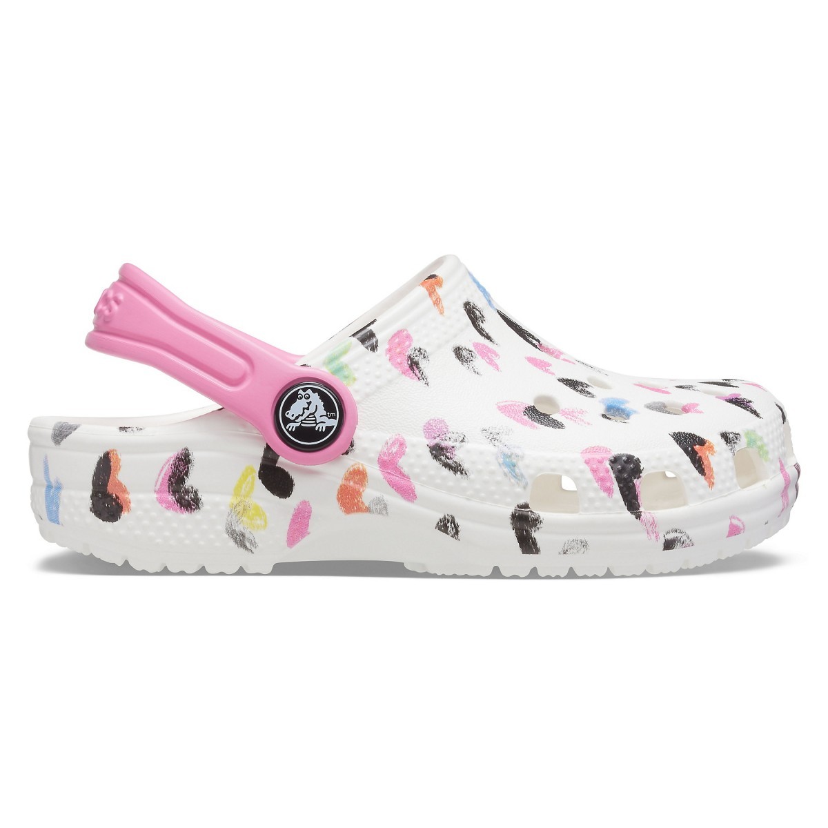 Saboți Crocs Classic Kid’s Heart Print Clog Alb – White Alb imagine 2022