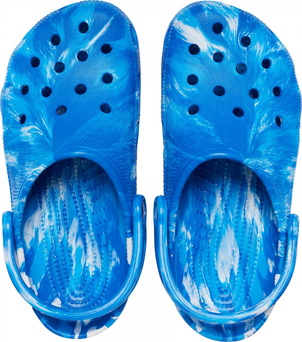 Saboți Crocs Classic Marbled Clog Albastru - Bright Cobalt/White - 2 | YEO