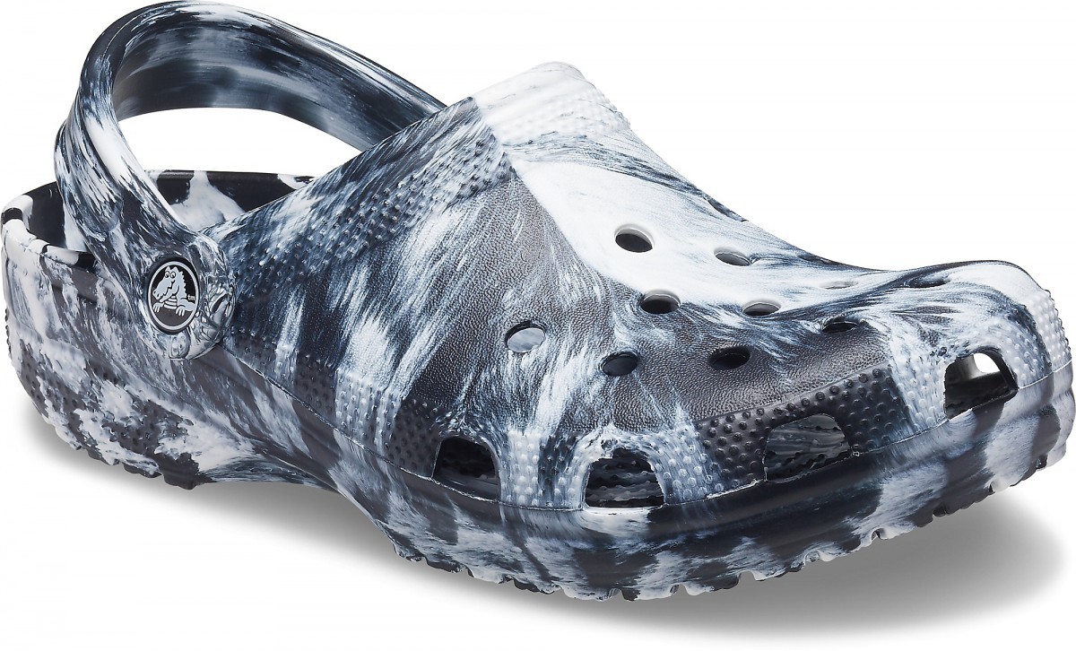 Saboți Crocs Classic Marbled Clog Alb - White/Black - 1 | YEO