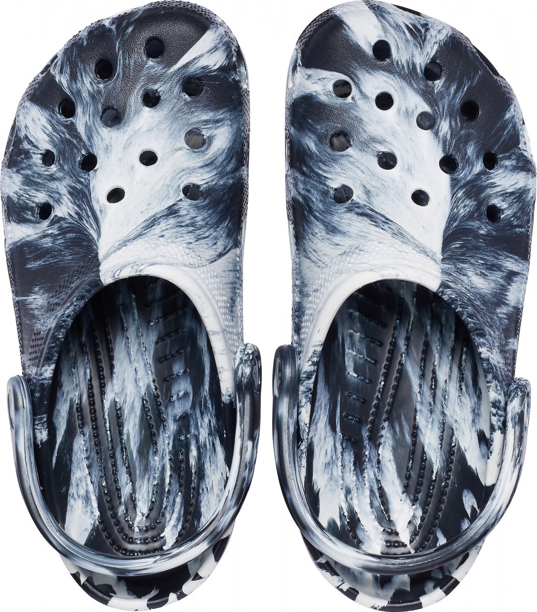 Saboți Crocs Classic Marbled Clog Alb - White/Black - 2 | YEO