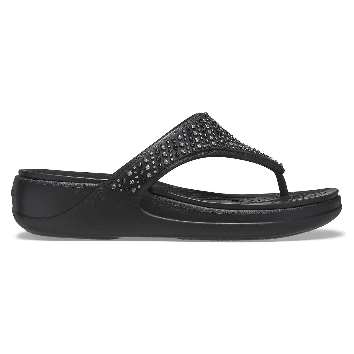 Șlapi Crocs Monterey Shimmer Wedge Flip Negru – Black Black imagine 2022