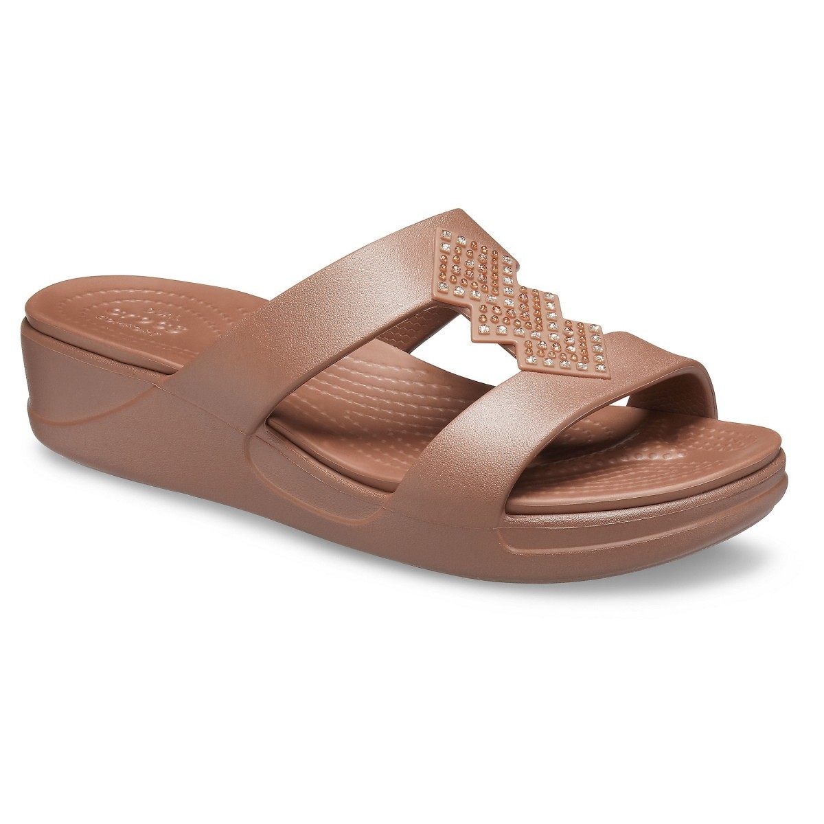 Papuci Crocs Monterey Shimmer Slip-On Wedge Bronz – Bronze Bronz imagine 2022