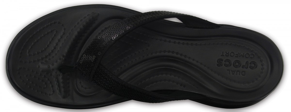Șlapi Crocs Women\'s Capri V Sequin Flip Negru - Black - 2 | YEO