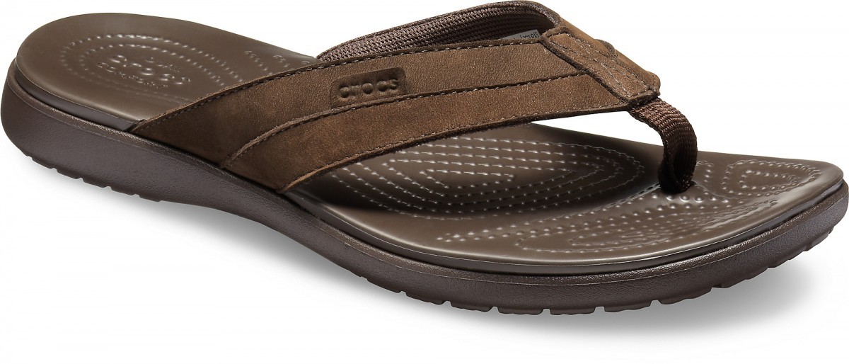 Șlapi Crocs Men\'s Santa Cruz Leather Flip Maro - Espresso - 1 | YEO