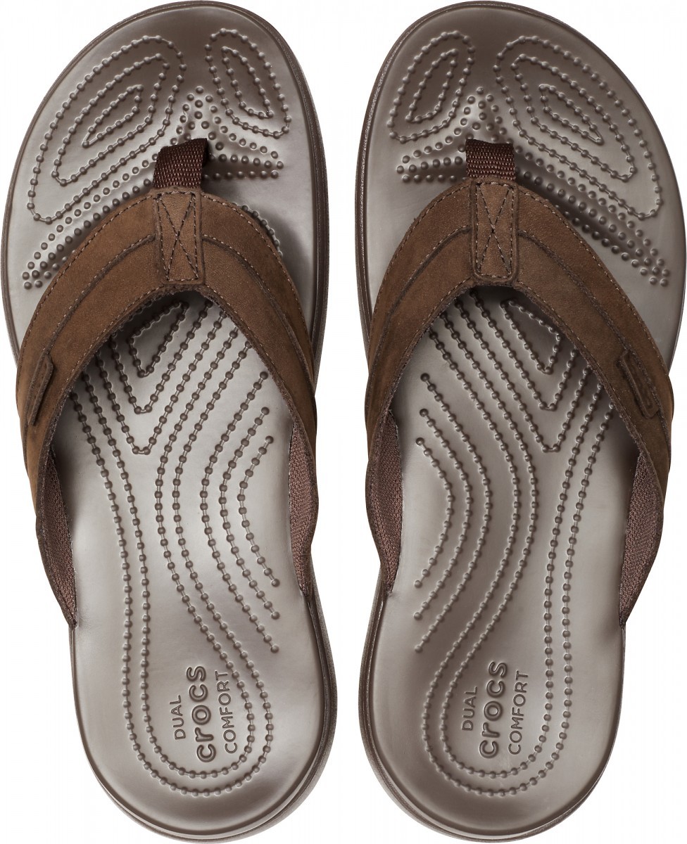 Șlapi Crocs Men\'s Santa Cruz Leather Flip Maro - Espresso - 2 | YEO
