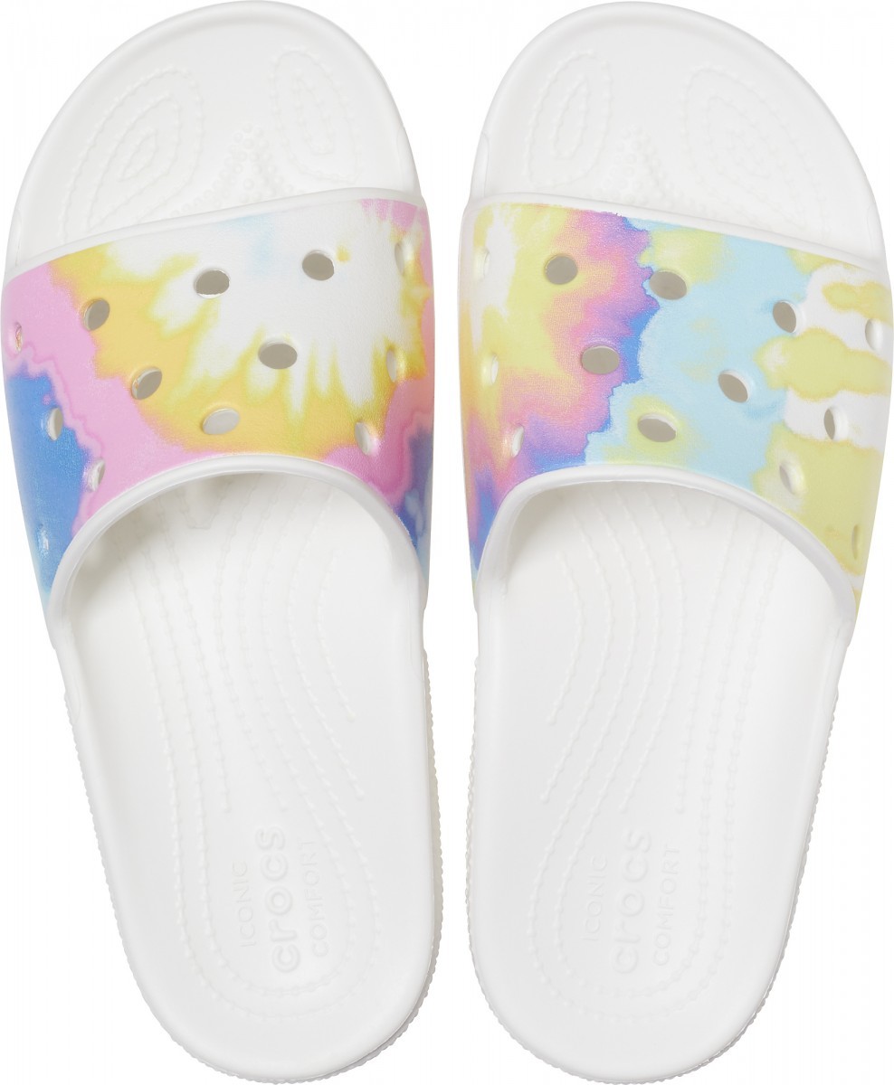 Papuci Crocs Classic Tie-Dye Graphic Slide Multicolor - Multi/White - 2 | YEO