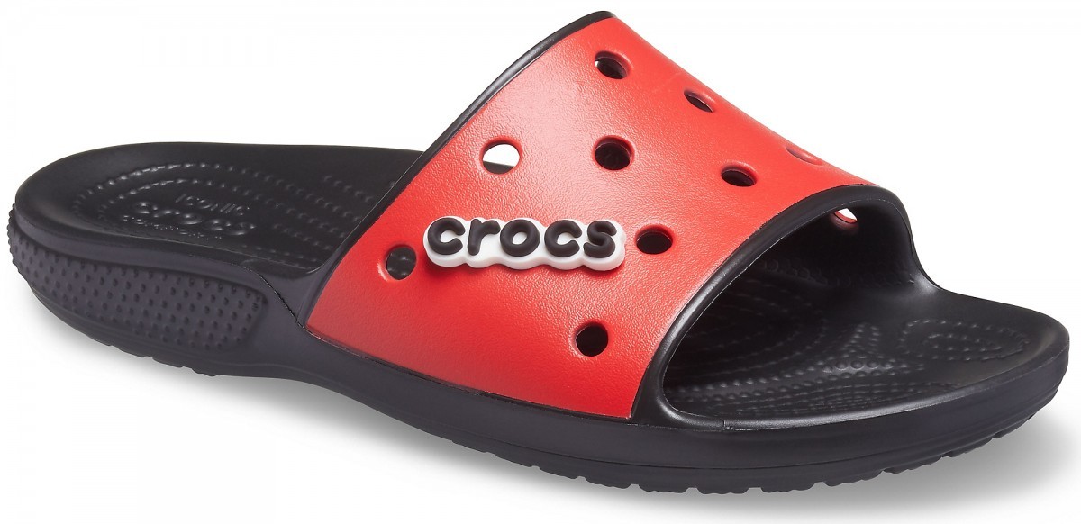 Papuci Crocs Classic Crocs Colorblock Slide Negru - Black/Flame - 1 | YEO