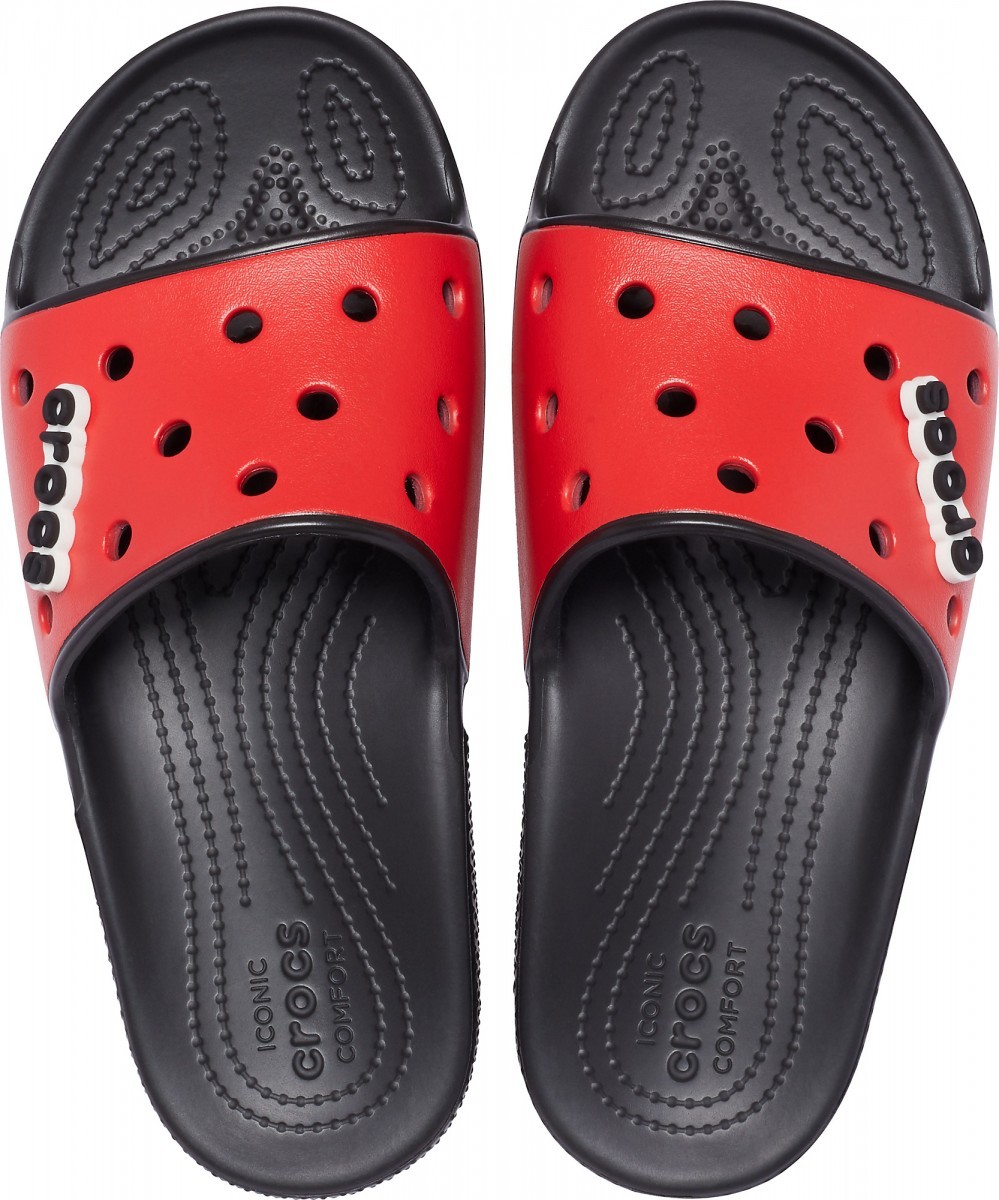 Papuci Crocs Classic Crocs Colorblock Slide Negru - Black/Flame - 2 | YEO