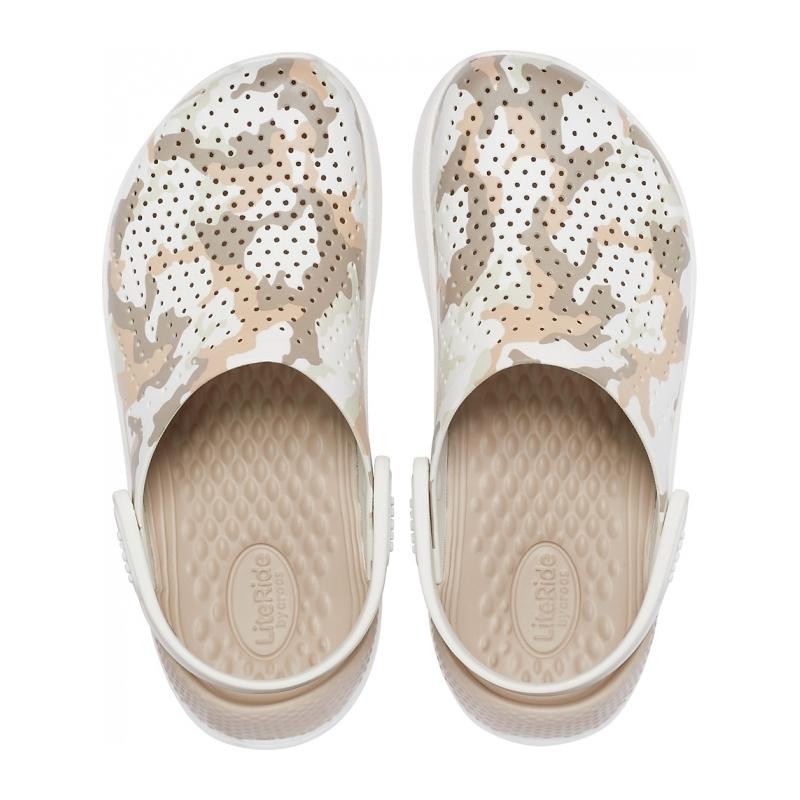 Saboți Crocs LiteRide Printed Camo Clog Alb - Almost White - 1 | YEO