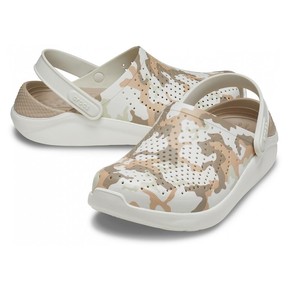 Saboți Crocs LiteRide Printed Camo Clog Alb - Almost White - 5 | YEO