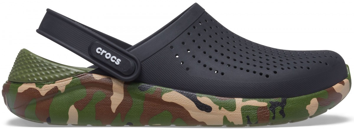 Saboți Crocs LiteRide Printed Camo Clog Negru – Black/Multi Black/Multi