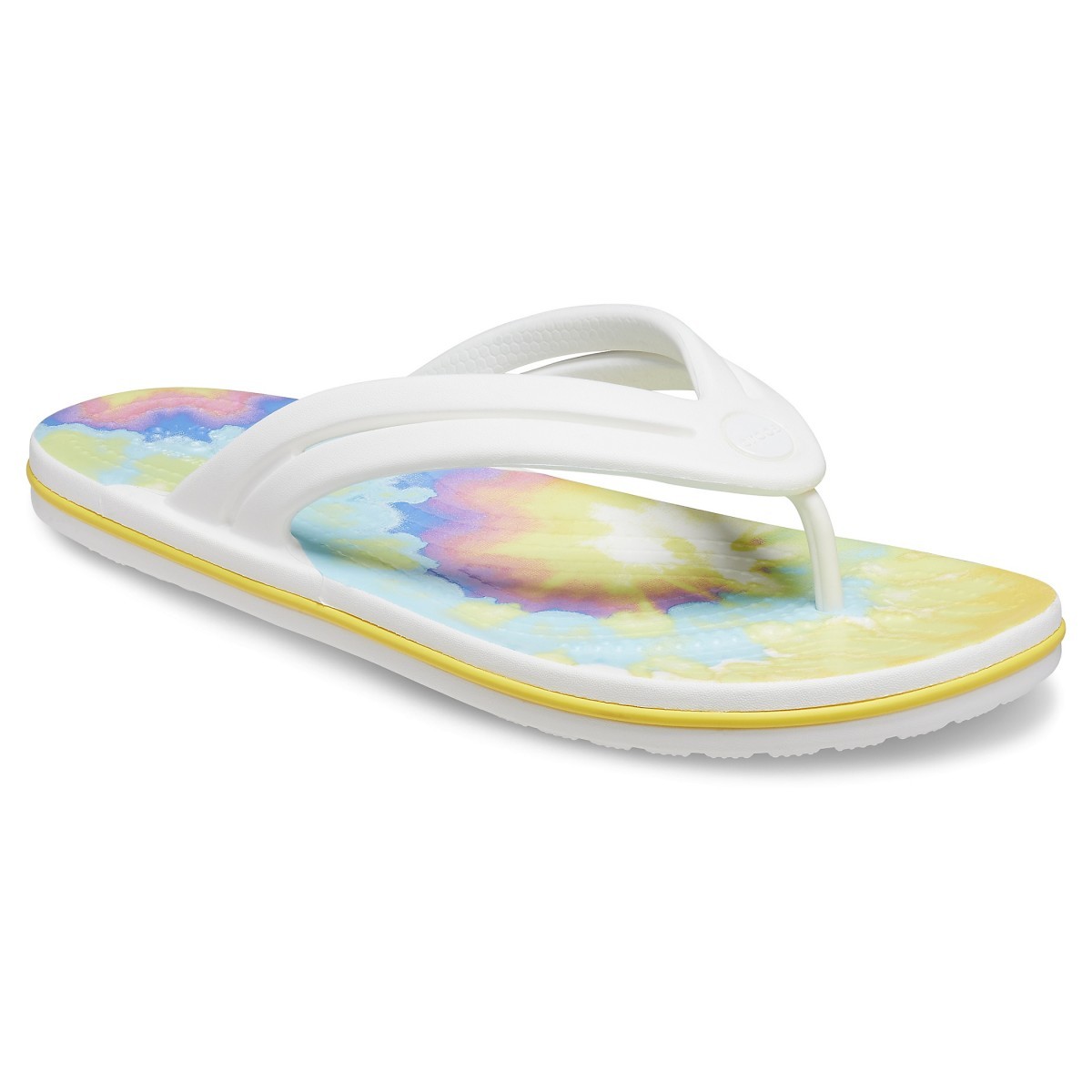 Șlapi Crocs Women\'s Crocband Tie-Dye Flip Alb - White/Multi