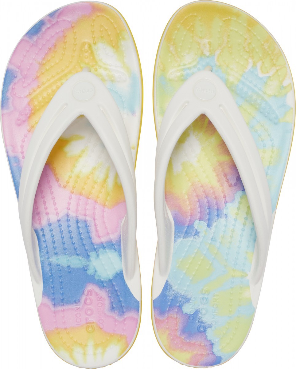 Șlapi Crocs Women\'s Crocband Tie-Dye Flip Alb - White/Multi - 2 | YEO