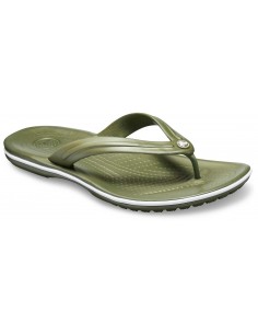 Slapi Crocs Crocband Flip Verde - Army Green/White 2