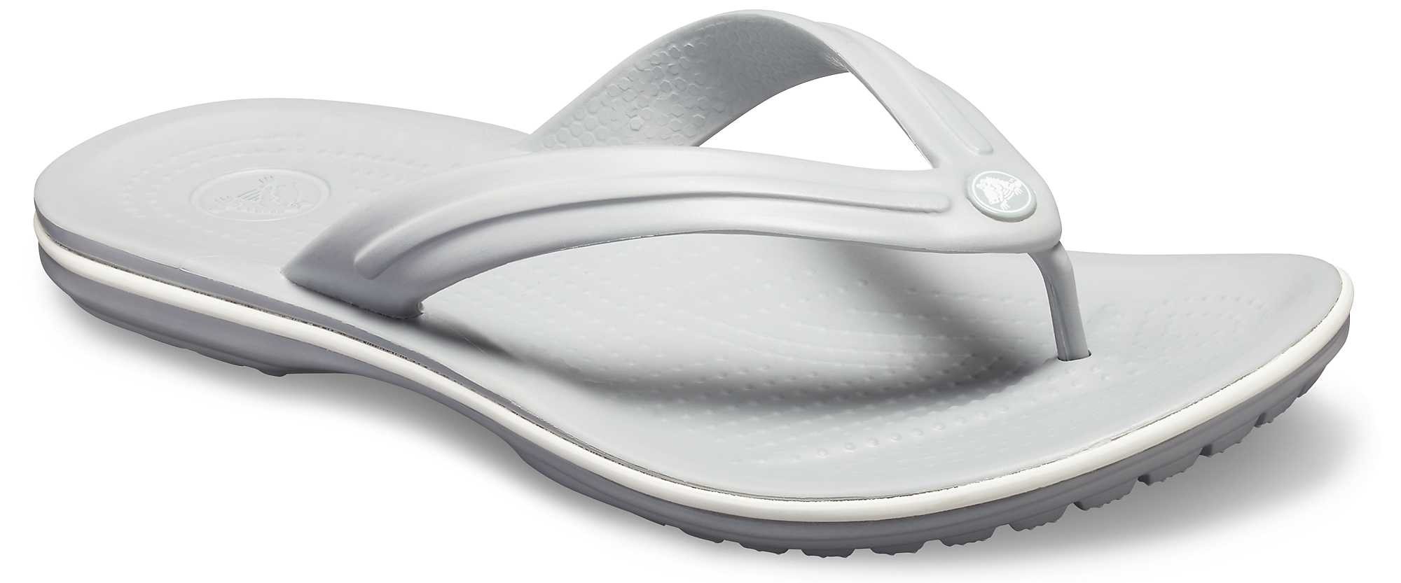 Slapi Crocs Crocband Flip Gri - Light Grey/White - 1 | YEO