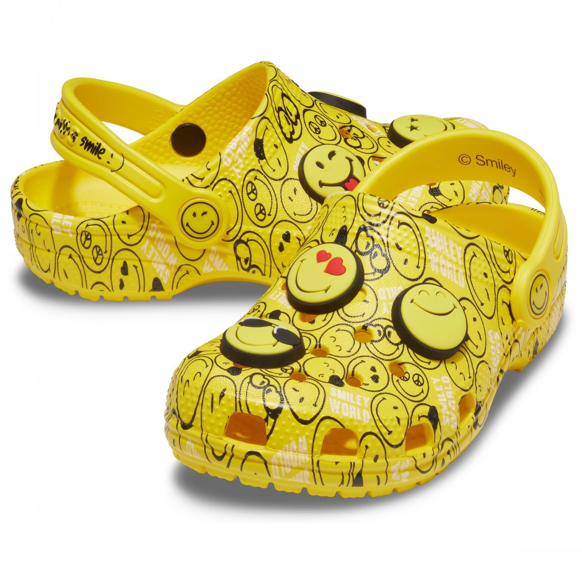 Saboți Crocs Classic Smiley World Clog Alb - White/Multi - 5 | YEO