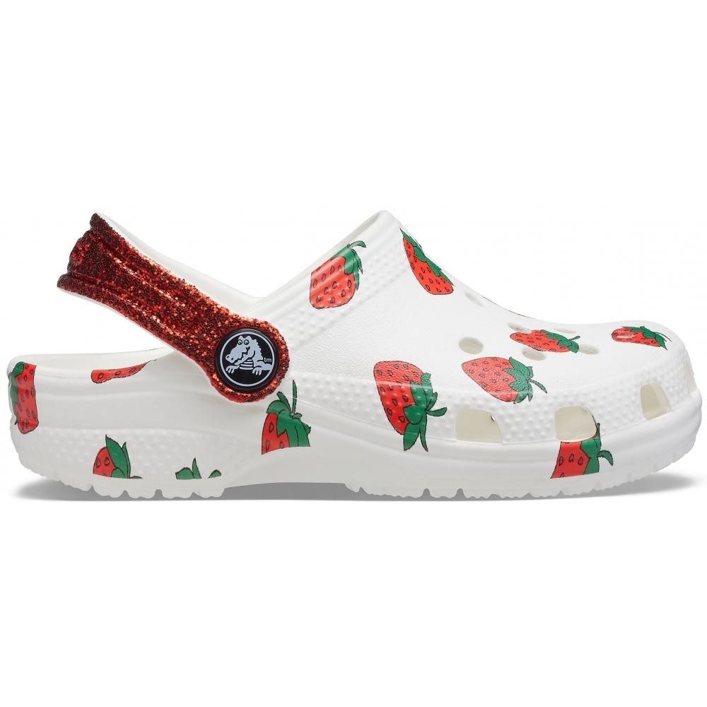 Saboti Crocs Classic Food Print Clog Alb - White
