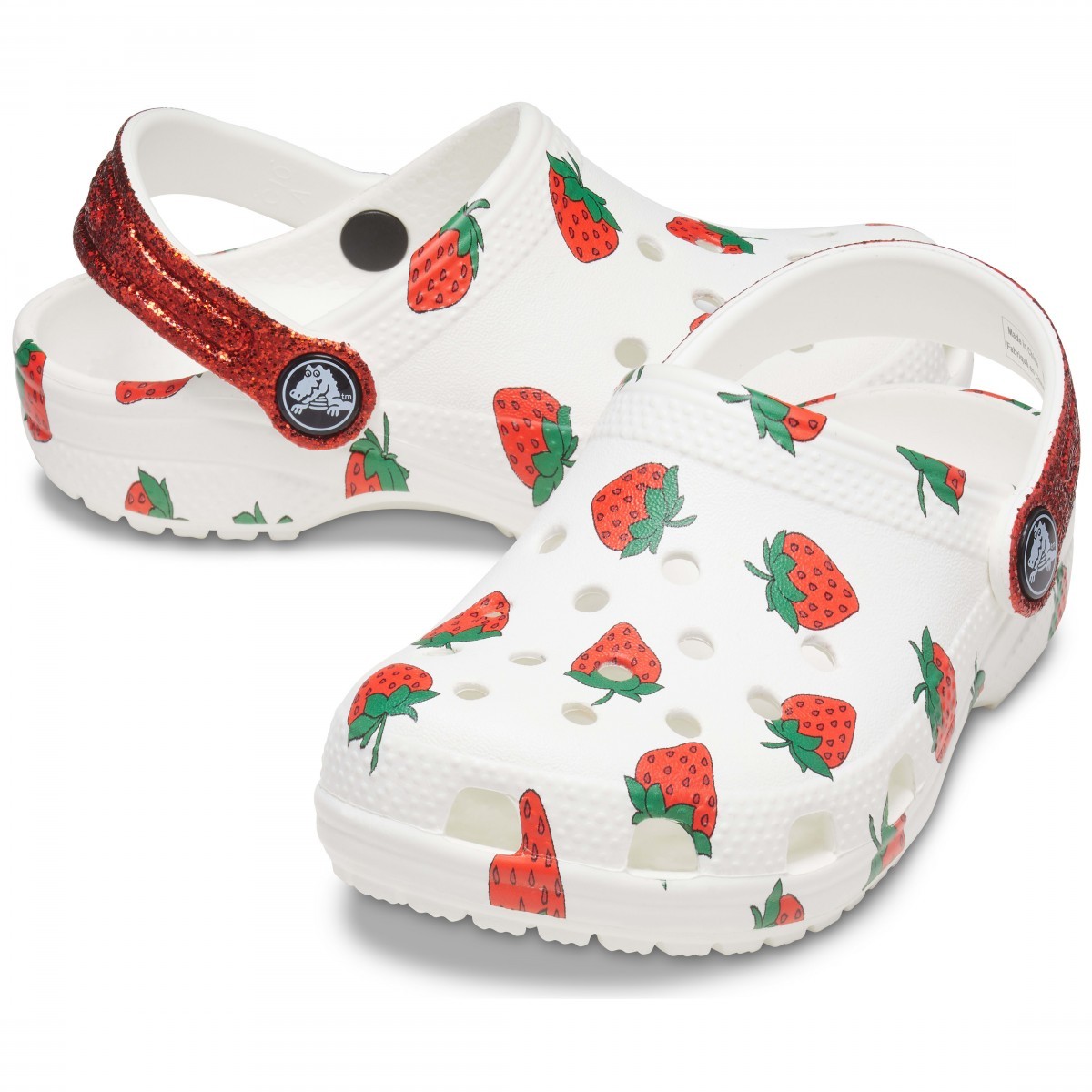 Saboți Crocs Classic Food Print Clog Alb - White
