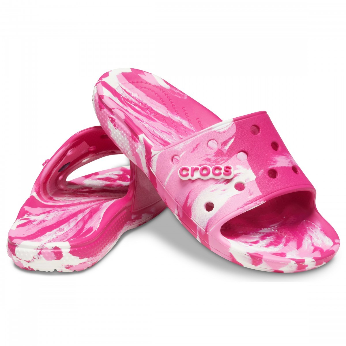 Papuci Classic Crocs Marbled Slide Roz - Candy Pink/Pink Lemonade - 4 | YEO