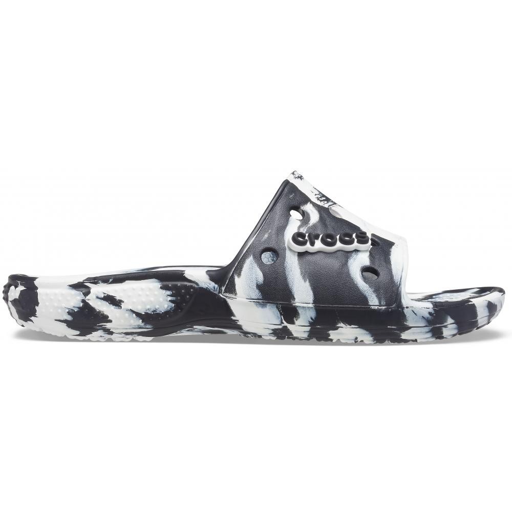 Papuci Classic Crocs Marbled Slide Alb – White/Black Alb
