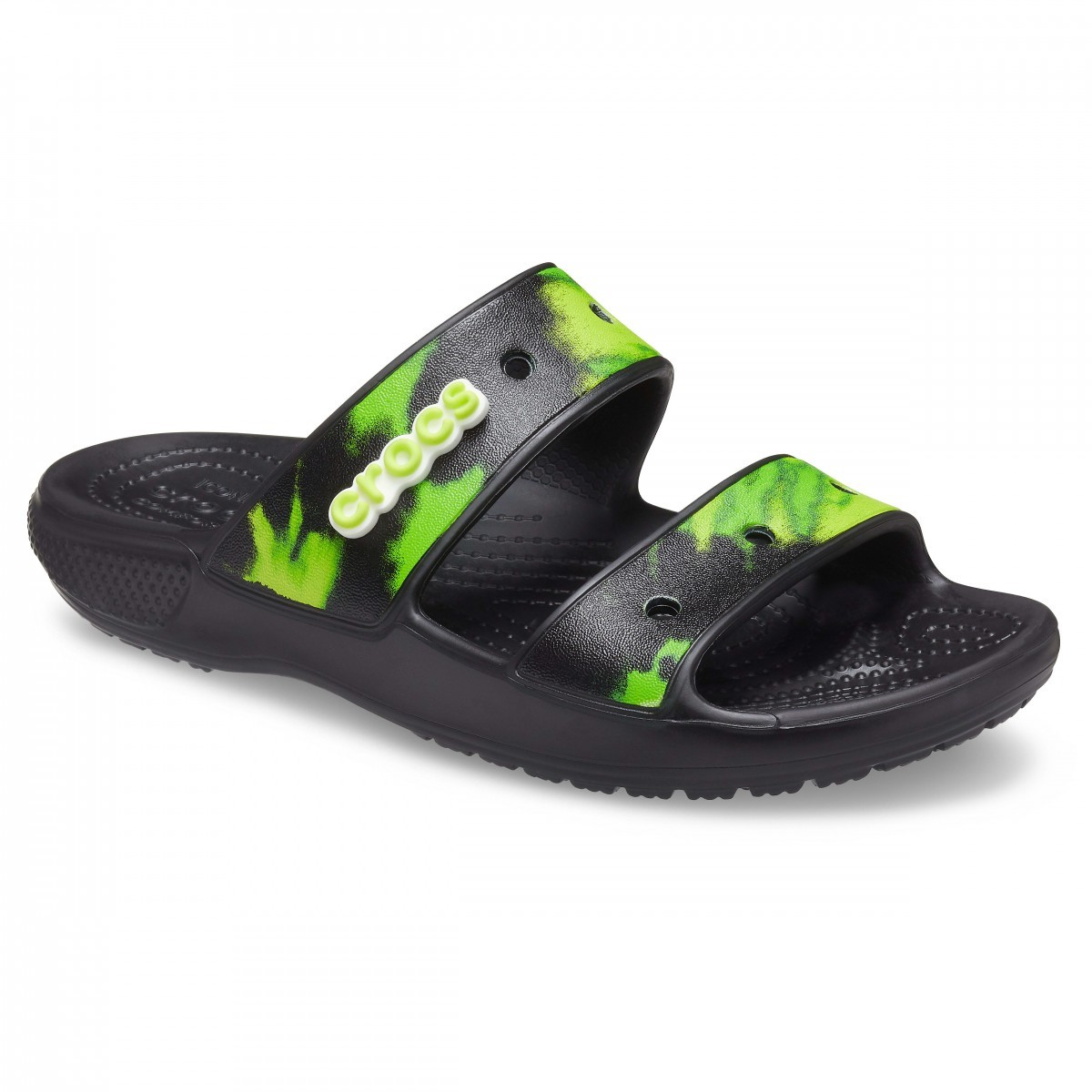 Papuci Classic Crocs Tie-Dye Graphic Sandal Negru - Black/Lime Punch - 2 | YEO