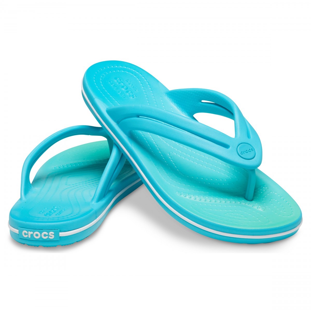 Șlapi Crocs Women’s Crocband Ombre Flip Albastru deschis - Digital Aqua/Multi