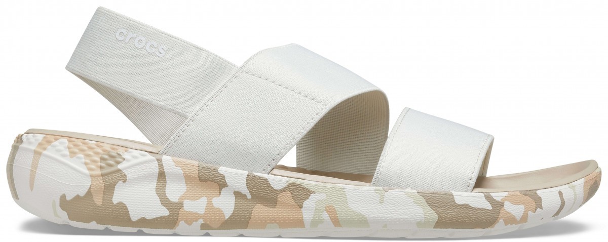 Sandale Crocs LiteRide Printed Camo Stretch Sandal Alb – Almost White Alb imagine 2022
