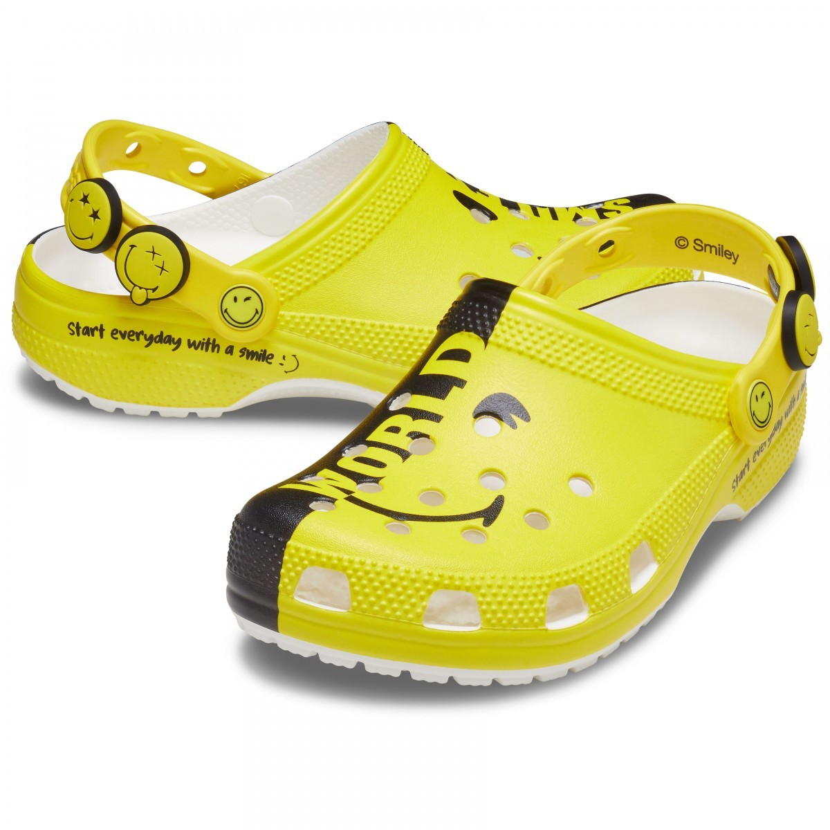 Saboti Crocs Classic Smiley 2 Clog Alb - White/Multi