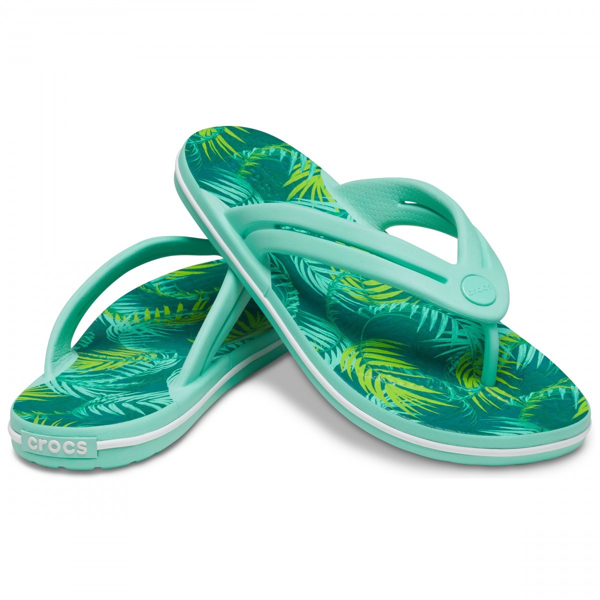Șlapi Crocs Women\'s Crocband Tropical Flip Alb - White/Multi - 2 | YEO
