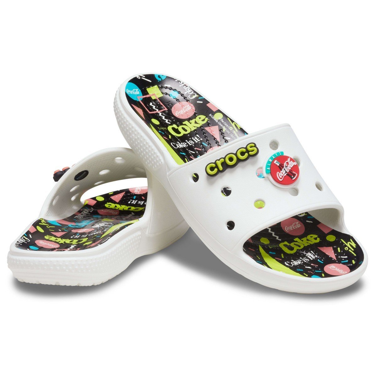 Papuci CocaCola X Classic Crocs 90s Slide Alb - White/Multi - 2 | YEO