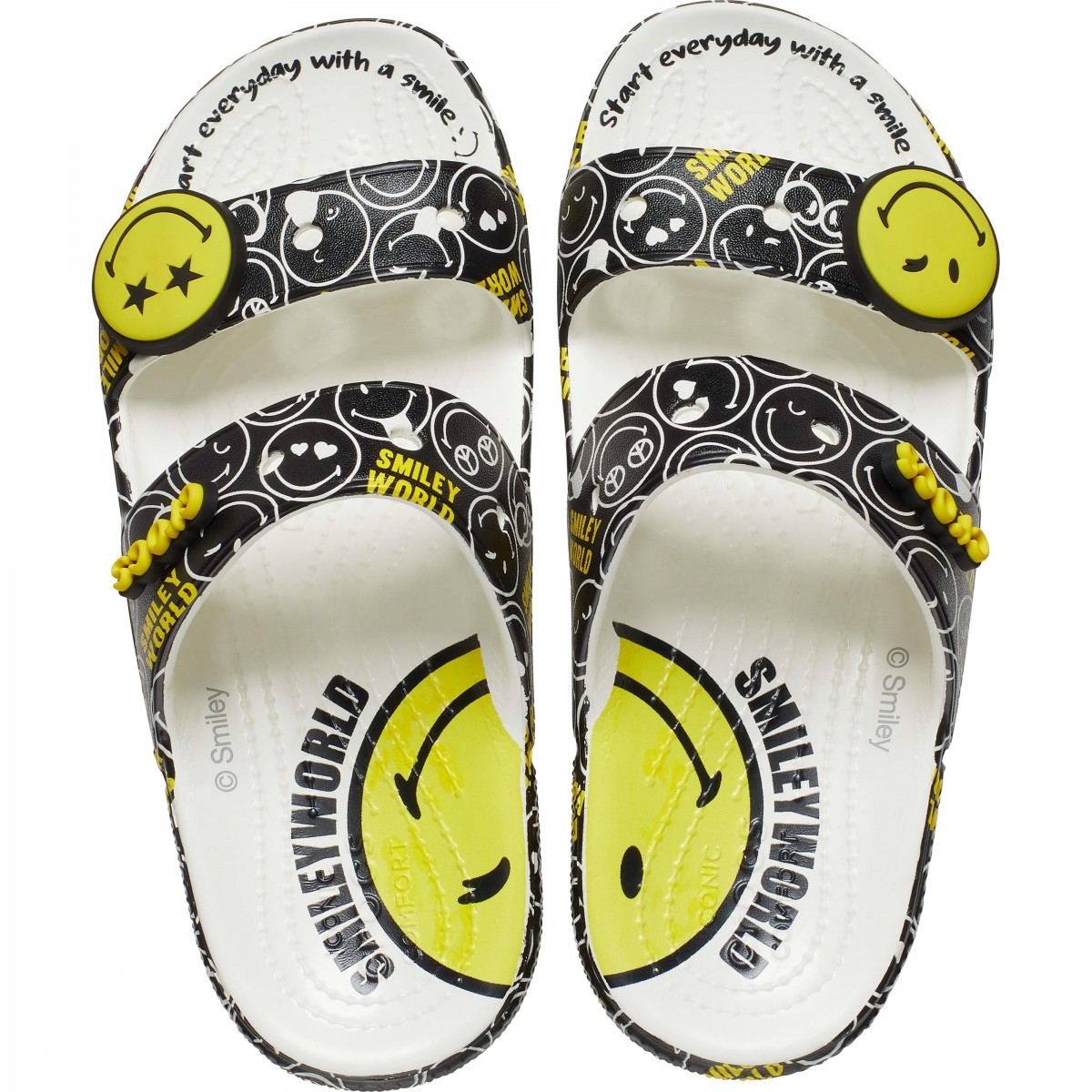 Papuci Classic Crocs Smiley World Sandal​ Alb - White/Multi - 3 | YEO