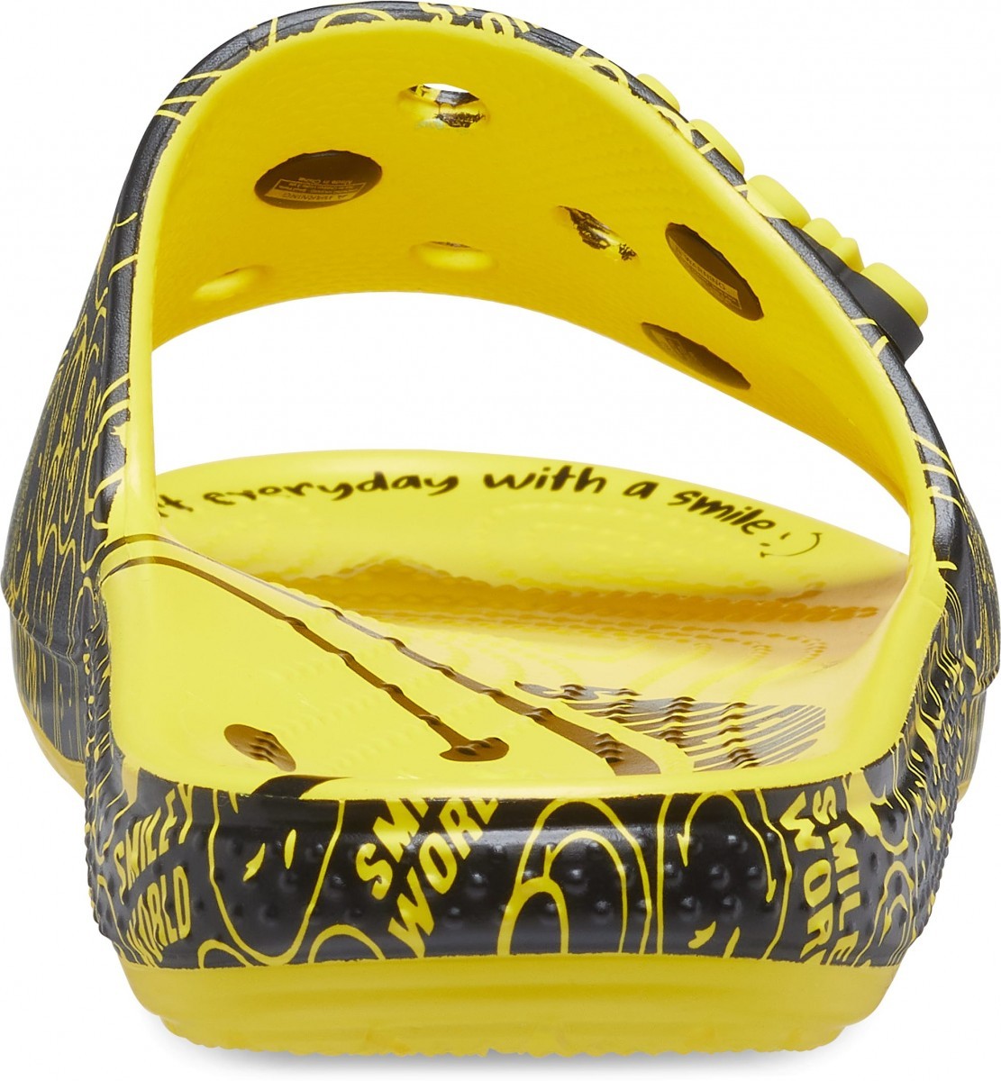 Papuci Classic Crocs Smiley World Slide Galben - Lemon/Black - 5 | YEO