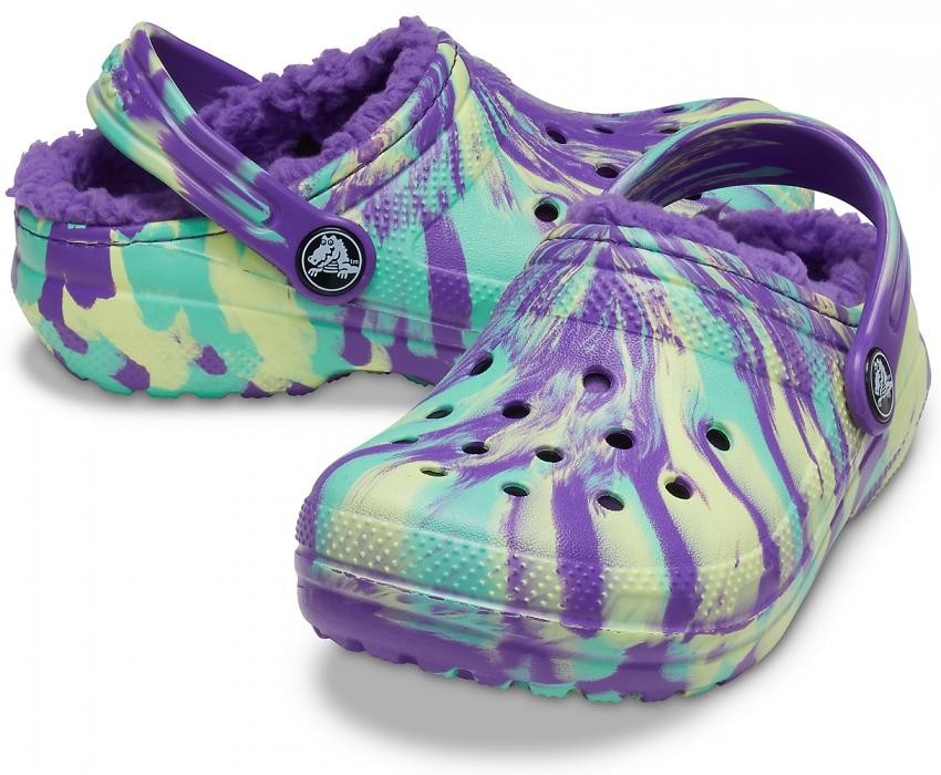Saboti Crocs Classic Marbled Lined Kids Mov - Neon Purple - 1 | YEO